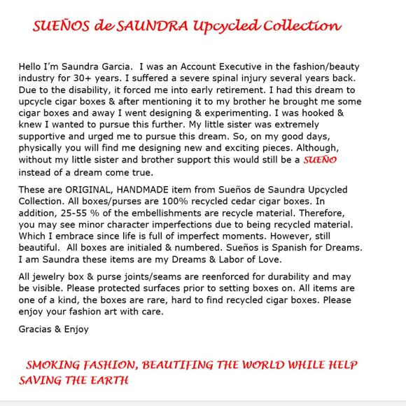 Suenos de Saundra  Upcycled Cigar Box Cards Satchel/Purse - Picture 3 of 11